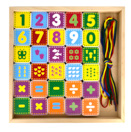 Деревянный конструктор «Шнуровка цифры»,   30 деталей, 4 шнурка, деревянная коробка
