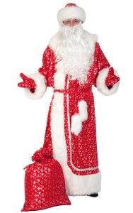 Костюм Деда Мороза плюш-серебро