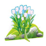 Декорации Цветы, пни, грибы