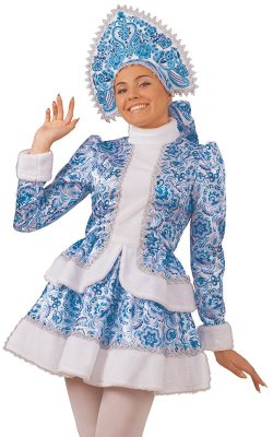 Костюм Снегурочка-кокетка гжель 1138Б галерея 1
