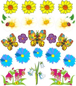 Комплект интерьерных наклеек "Цветочки"