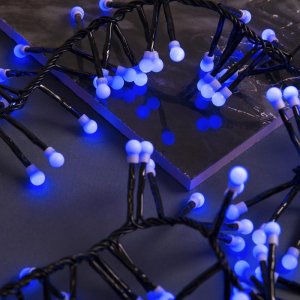 НИТЬ уличная, УМС, Мишура шарики Д:4 м. Н.Т. LED-400-31V 8 режимов, СИНИЙ   
