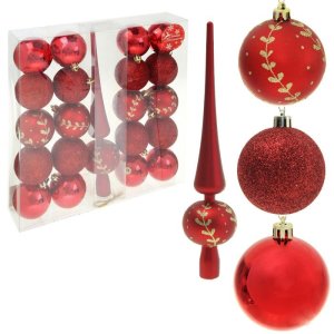 Ёлочные украшения Золотая веточка (набор 21 шт.), красные          