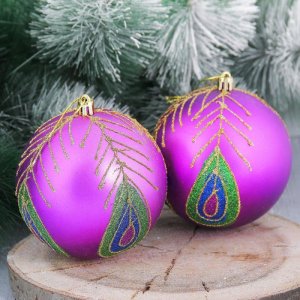 Набор шаров пластик Перо Жар-птицы d-10 см 4 шт.         