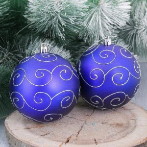 Набор шаров пластик Элит d-10 см 4 шт синий        