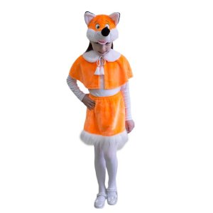 Карнавальный костюм "Лисичка", 3 предмета: пелерина, юбка, маска-шапочка. Рост 122-128 см