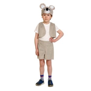 Карнавальный костюм "Мышонок" плюш-ЛАЙТ, жилет, шорты, маска, рост 92-116 см   