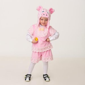 Карнавальный костюм "Поросёнок Рюрик", плюш,  маска, жилет, шорты, р.28   