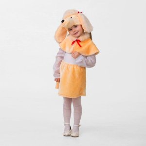 Карнавальный костюм "Пудель Ника", мех, маска, пелерина, юбка, р-р 28, рост 110 см