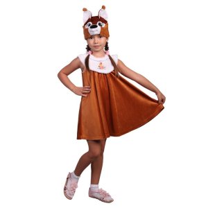 Карнавальный костюм "Белочка", шапка, сарафан, р-р 28, рост 98-104 см