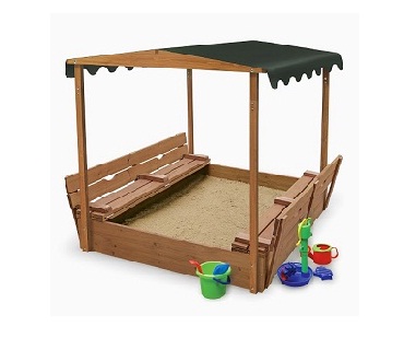 Песочница деревянная с навесом и лавочками 4
