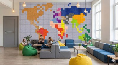 Комплект акустических войлочных стендов "Карта Мира" КВС-58 галерея 1