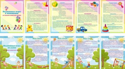 Папка-передвижка двусторонняя "Подвижные игры в помещении/ Подвижные игры на улице для средней группы"  10564 галерея 1