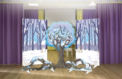 Комплект декораций с двусторонней ширмой “Зимний Лес” 51654 галерея 1