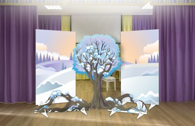 Комплект декораций с двусторонней ширмой “Зимний Лес” 51654 галерея 2