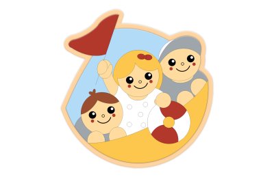 Декорация "Дети в лодке" 69х71 см