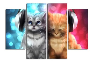 Модульная картина "Музыкальные котики" 17012 галерея 1