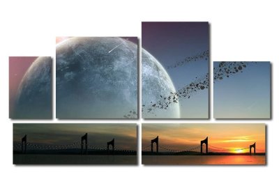 Модульная картина "Закат и планета" 17156 галерея 1