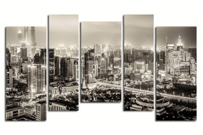 Модульная картина "Город в черно-белых тонах" 17206 галерея 1