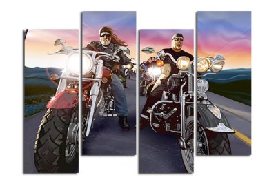 Модульная картина "Байкеры" 17318 галерея 1