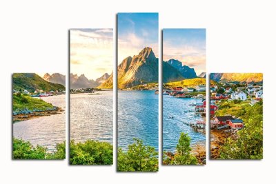 Модульная картина "Поселок в долине" 17324 галерея 1