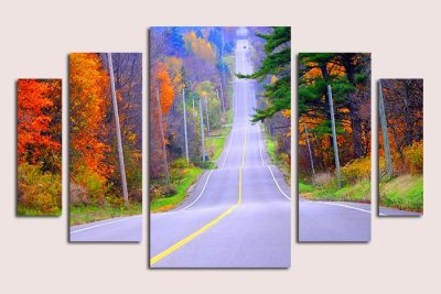 Модульная картина "Дорога в осеннем лесу" 17364 галерея 1