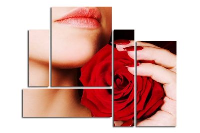 Модульная картина "Девушка и алая роза" 17488 галерея 1
