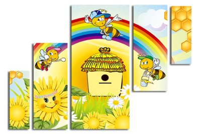 Модульная картина "Веселые пчелки" 17593 галерея 1