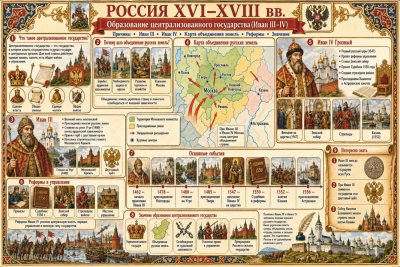 Учебный стенд для школы «Россия XVI–XVIII вв. Образование централизованного государства (Иван III–IV)»