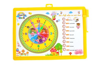 Доска для рисования маркером двухсторонняя с часами