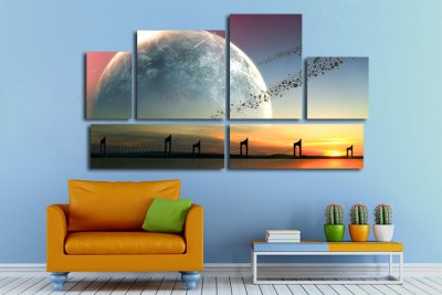Модульная картина "Закат и планета"