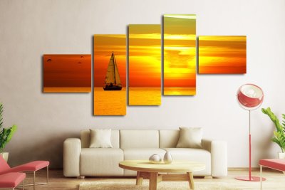 Модульная картина "Огненный закат"