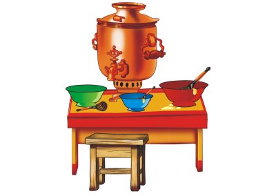 Декоративный элемент "Стол с самоваром"