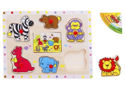 Рамка - вкладыш + пазл в рамке с горохом "Зоопарк" (2 шт.)