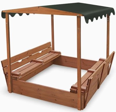 Песочница деревянная с навесом и лавочками 4 11423 галерея 2