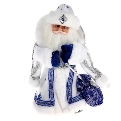 Дед Мороз "Шик", бело-синяя шуба 30см