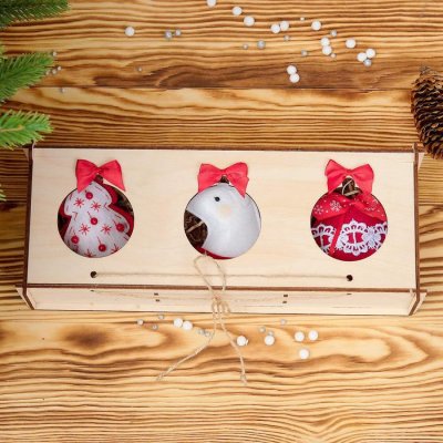 Набор ёлочных игрушек, 3 шт в упаковке, ручная работа        