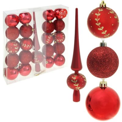Ёлочные украшения Золотая веточка (набор 21 шт.), красные          