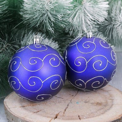 Набор шаров пластик Элит d-10 см 4 шт синий        