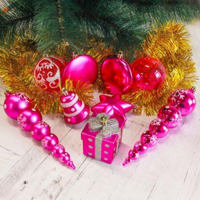 Ёлочные украшения Малиновое ассорти (набор 43 шт.)           