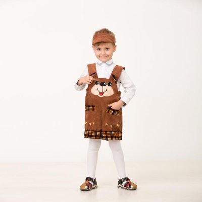 Карнавальный костюм "Медвежонок Топтыжкин ", комбинезон, кепи, р.26   