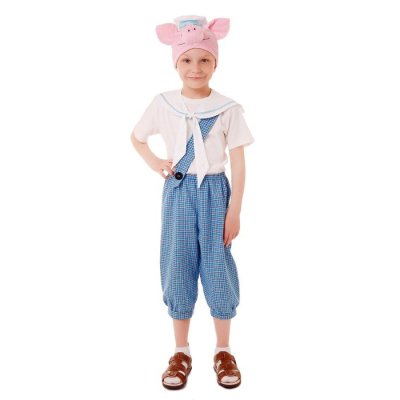 Карнавальный костюм "Поросёнок Нуф-Нуф", бриджи, футболка, воротник, шапка, р-р 60, рост 104-110 см
