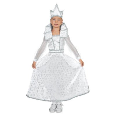 Карнавальный костюм "Снежная королева", платье, корона, р-р 28, рост 98-104 см