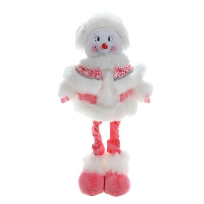 Мягкая игрушка "Снеговик в розовом" (белые кружева)