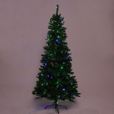 Елка Эксклюзив фибро цветные огоньки 240 см, d нижнего яруса 120 см, 950 веток 