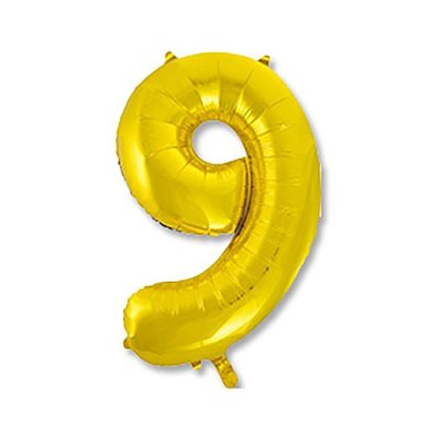 Шар фольгированный ЦИФРА 9 40” Gold   