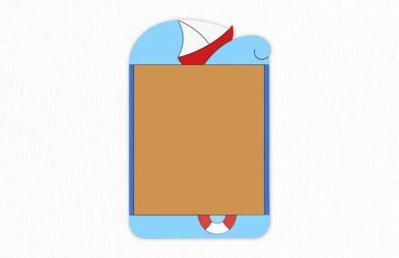 Пробковая доска "Парусник" 70х110 см