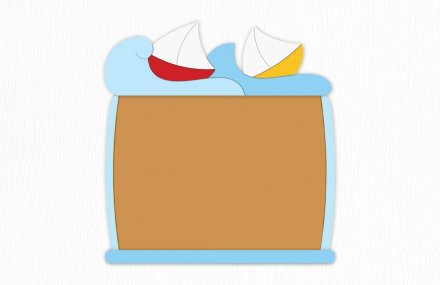 Пробковая доска "Лодки на волнах" 118х116 см