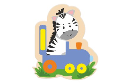 Декорация из пластика "Зебренок в паровозике" 76х87 см