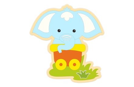 Декорация из пластика "Слоник в вагончике" 78х76 см